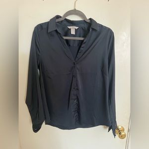 H&M navy blue satin shirt